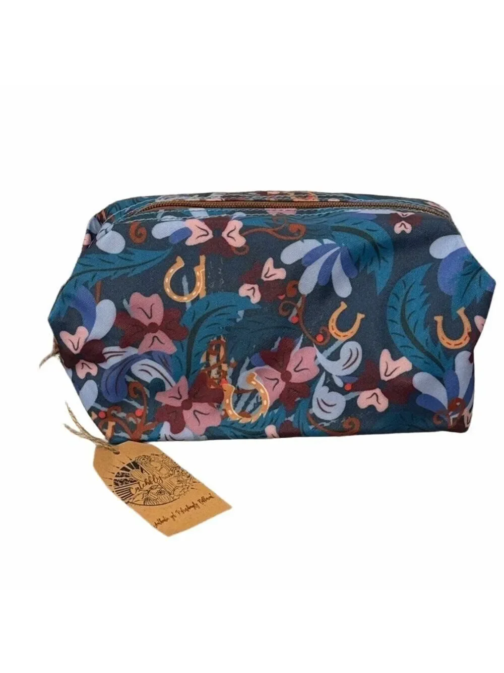 Catchfly Gold Horseshoe Cosmetic Pouch Bag NWT